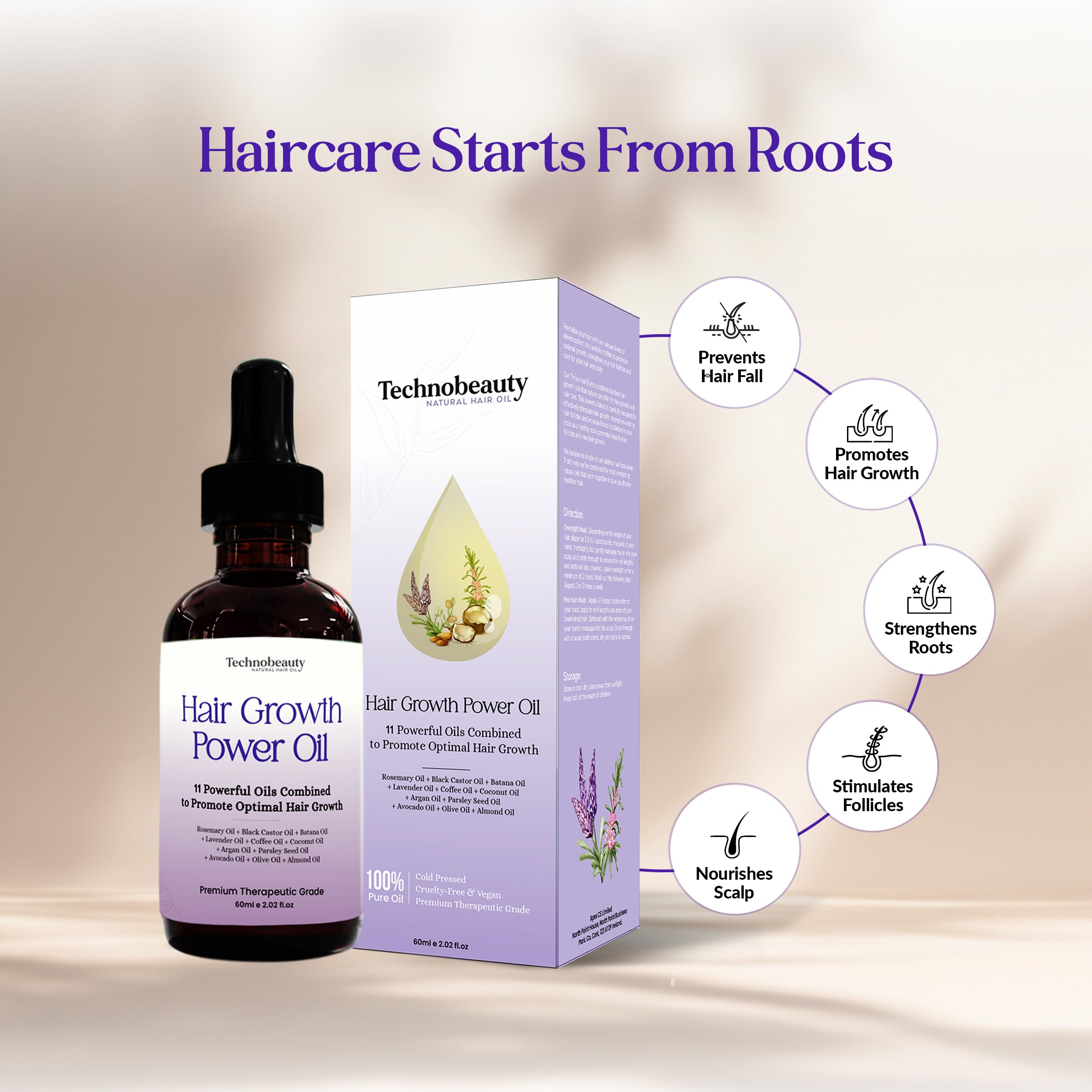 Technobeauty Aceite de café para favorecer el crecimiento y reducir la caída