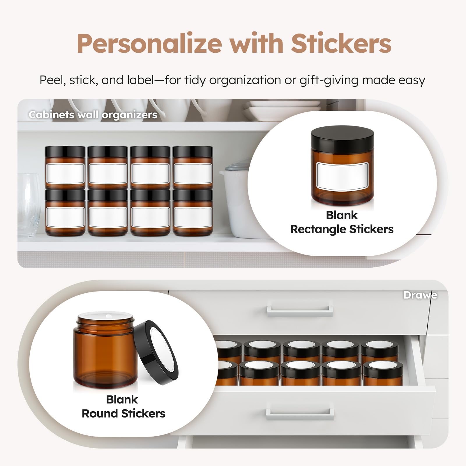 Tecohouse 24-pack amber jars ideal for organization and gifting