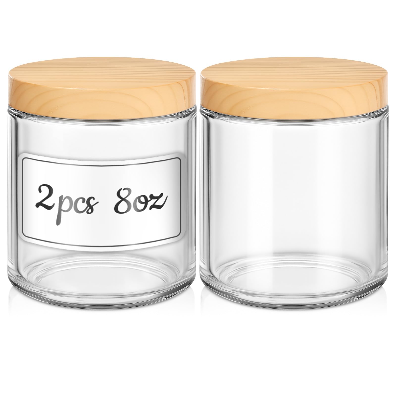 Tecohouse 8oz glass jar with lid showing compact size for cosmetics and spices