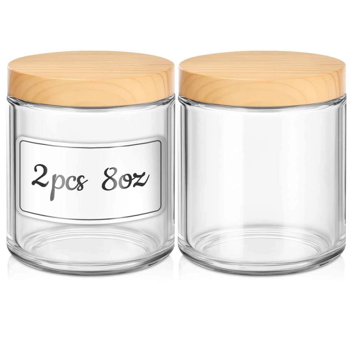 Tecohouse 8oz glass jar with lid showing compact size for cosmetics and spices