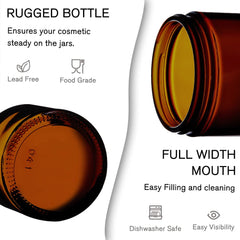 Tecohouse 2oz amber jar with lid, ideal travel container for creams.