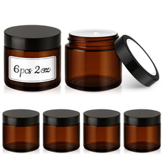 Tecohouse amber glass 2oz jar with lid, ideal for travel cosmetics and samples.