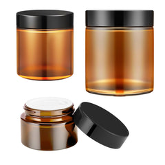 Tecohouse amber glass jar 4oz with lid, protects cosmetics from light and leaks.