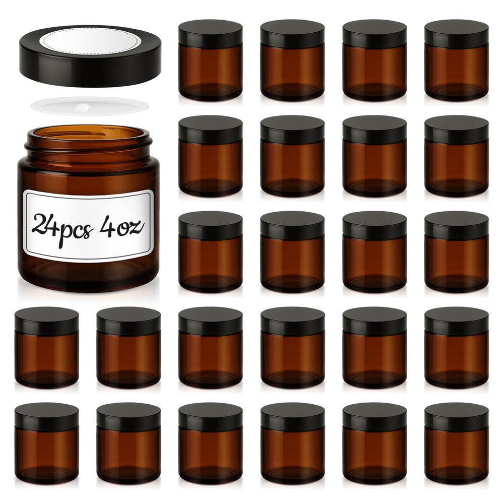 Tecohouse 4oz amber jar with lid close-up showing a secure seal for travel storage