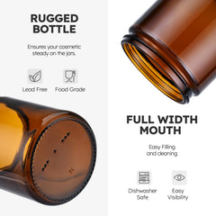 Tecohouse amber glass jar close-up label area for easy customization