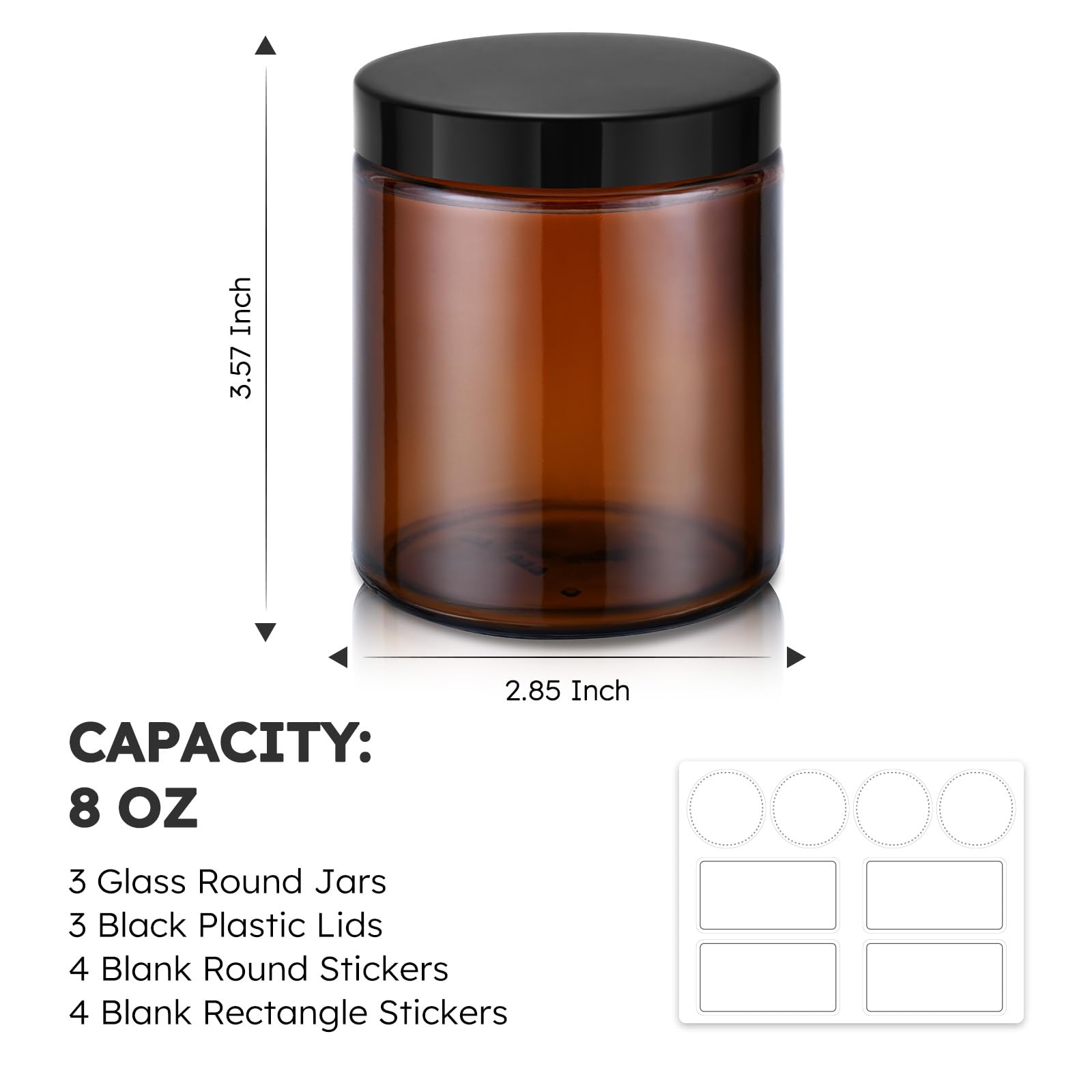 Tecohouse amber glass jar 8oz screw-cap seal for fresh preserves