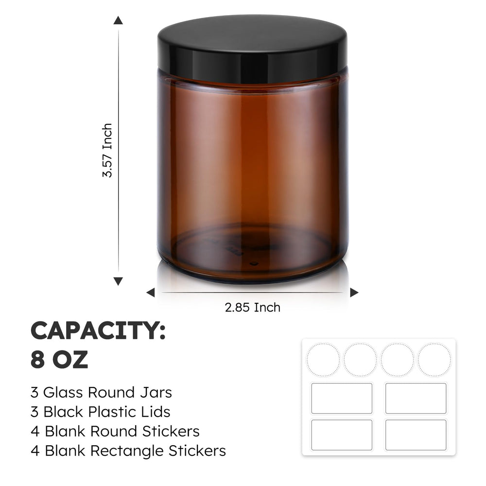 Tecohouse amber glass jar 8oz screw-cap seal for fresh preserves