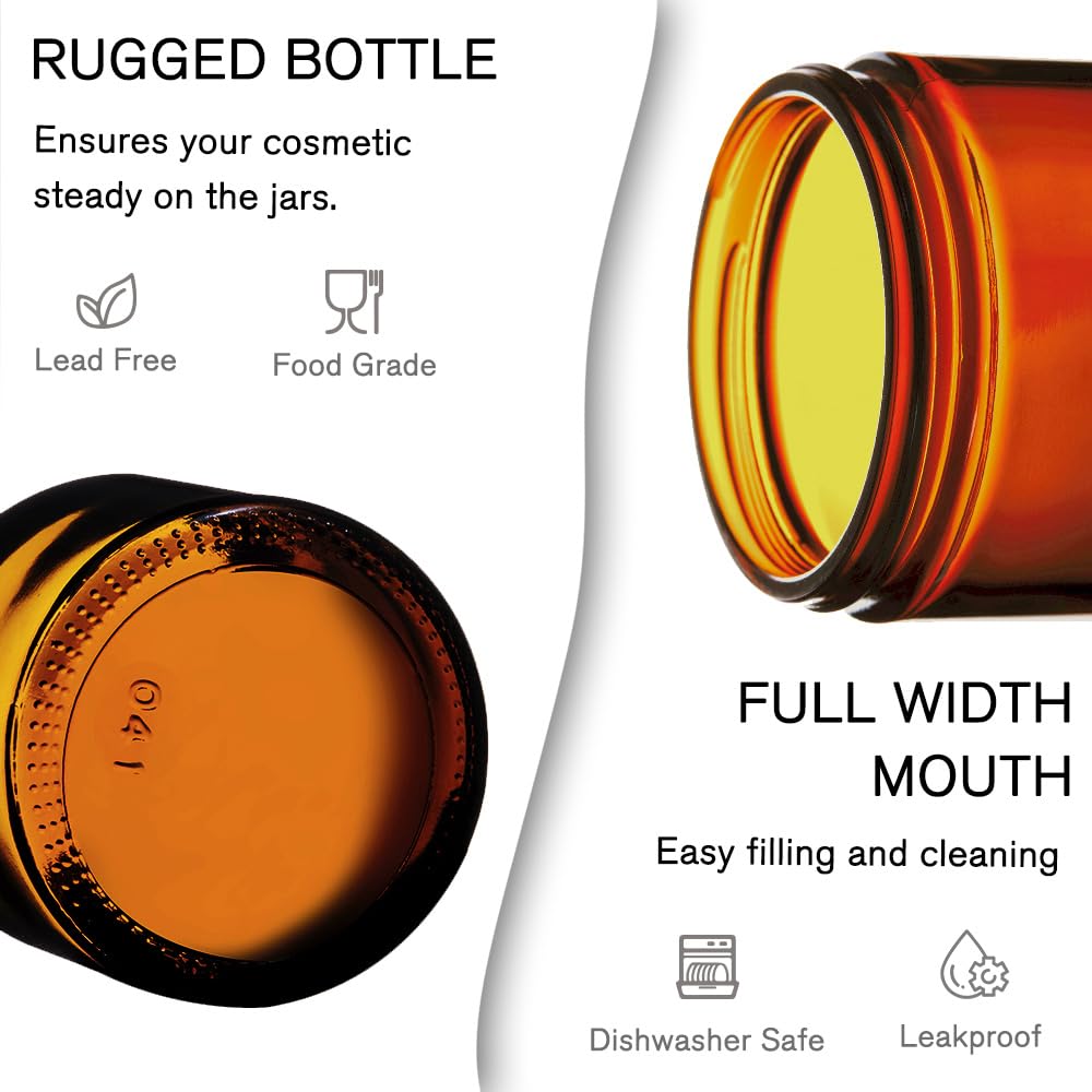 Tecohouse amber glass jar inner liner helps prevent leaks and spills.