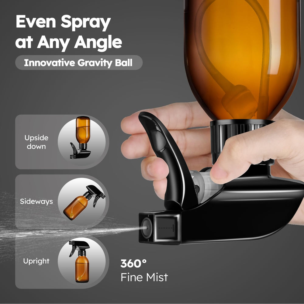 Tecohouse amber glass spray bottle with UV protection preserves sensitive liquids.