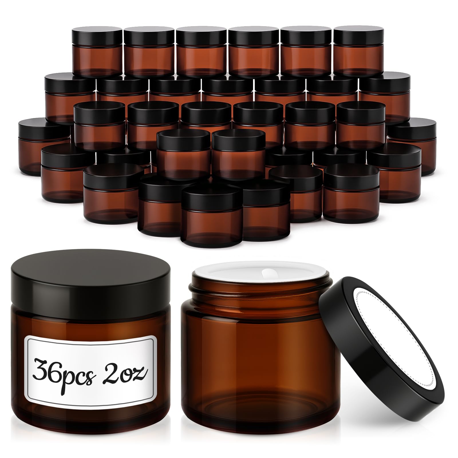 Tecohouse amber 2oz jar with lid for travel storage of cosmetics.
