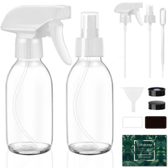 Tecohouse glass spray bottle 4oz clear for essential oils, reusable and leak-free.