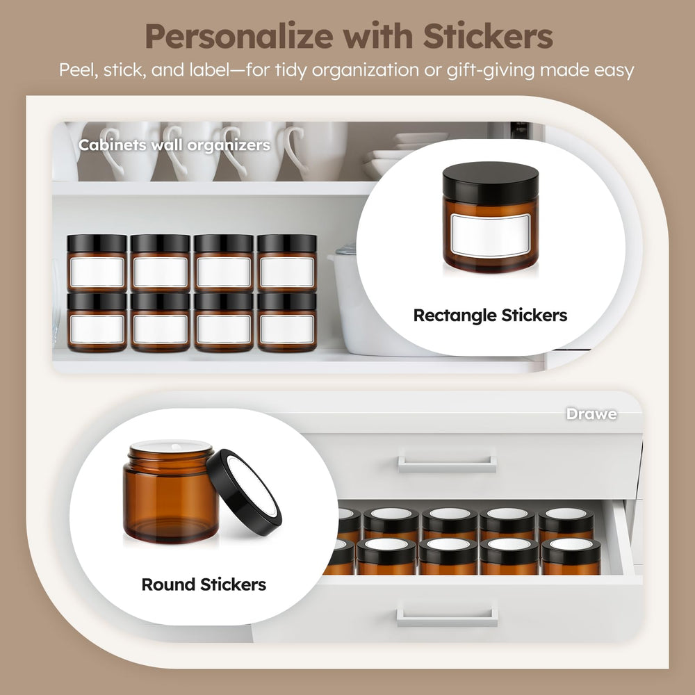 Tecohouse six-pack amber glass jars, perfect for batch cosmetics or spices.