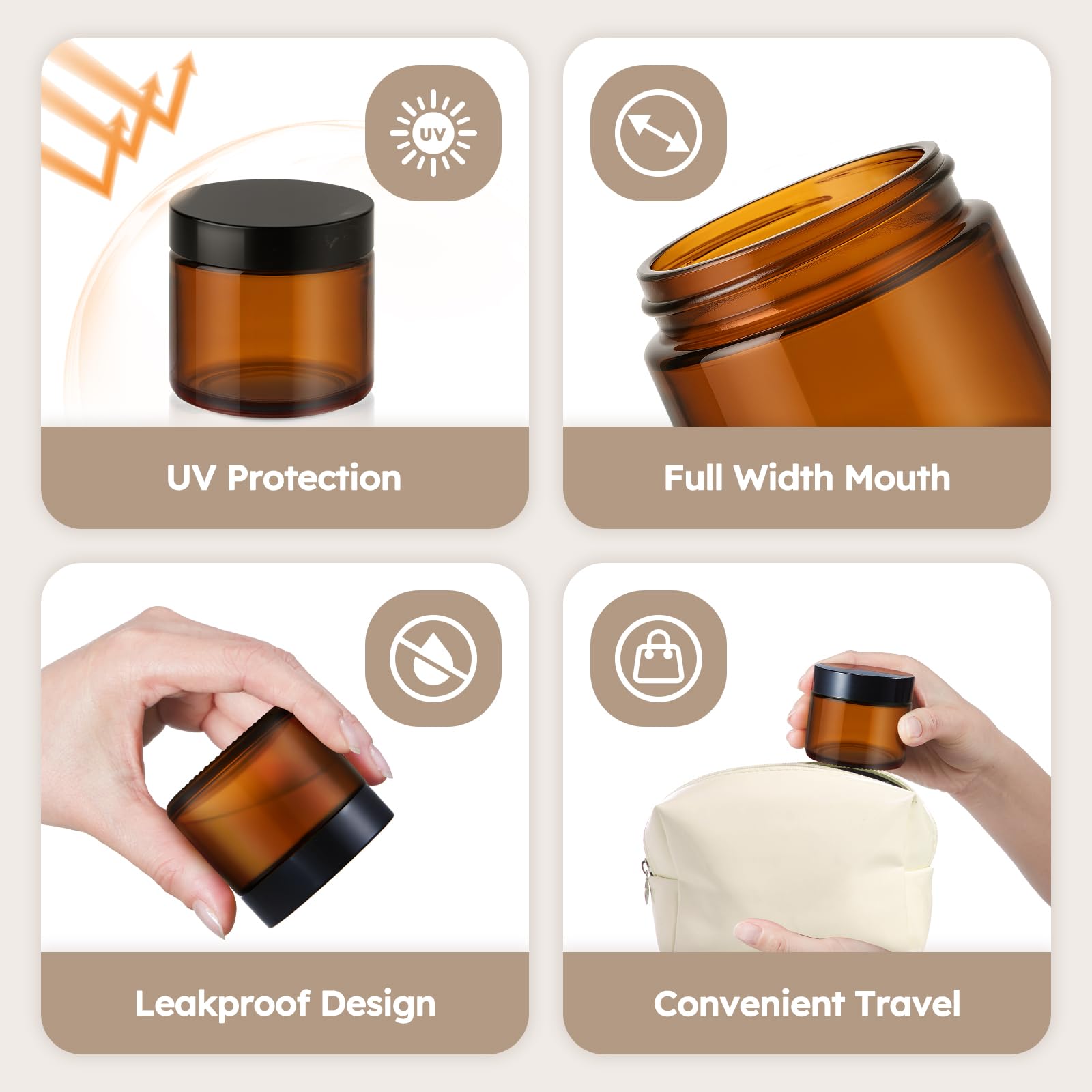 Tecohouse travel-friendly 2oz jar, compact for purses and bags.