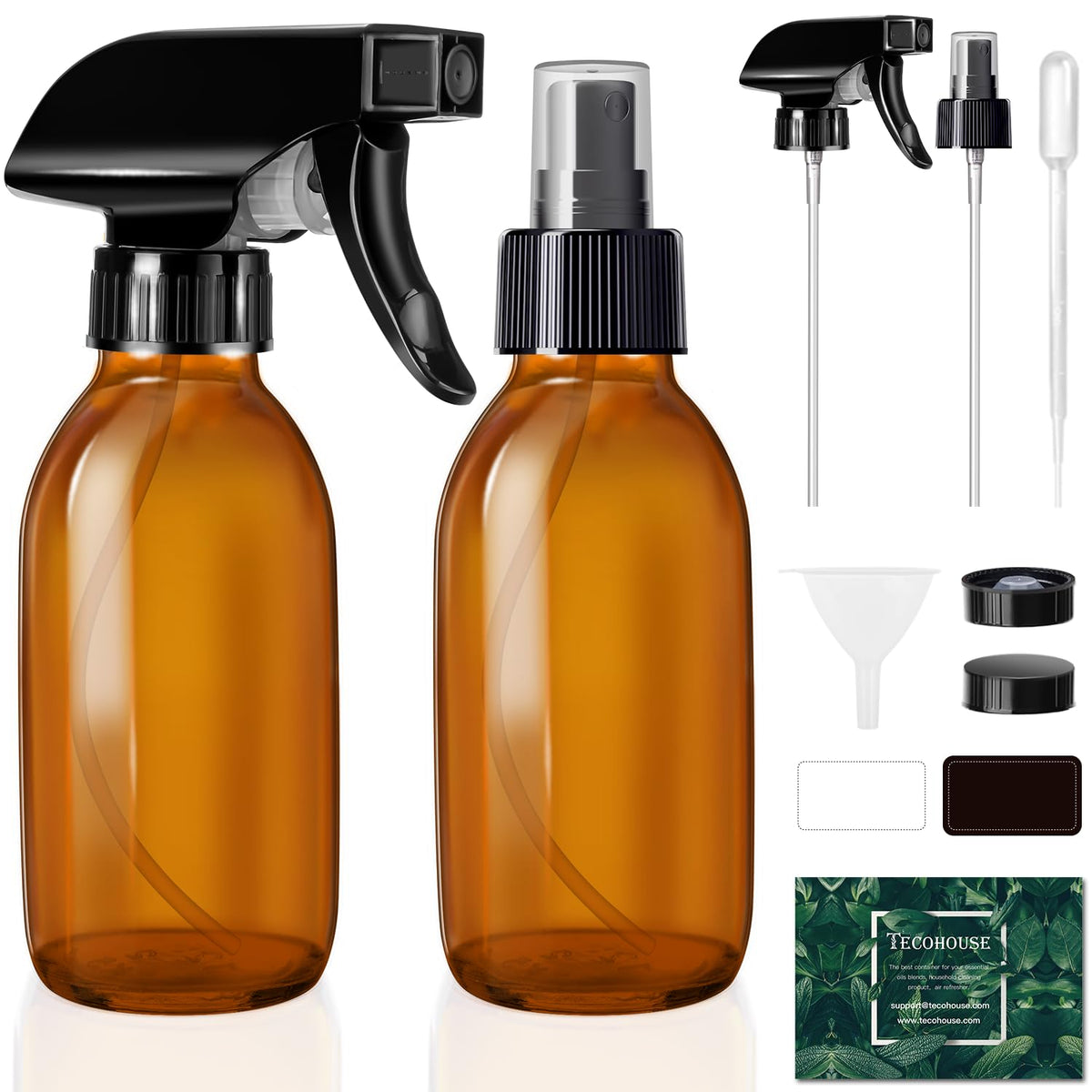 Tecohouse amber glass spray bottle 4oz guarding liquids from light exposure