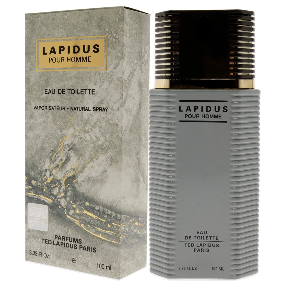 Ted Lapidus perfume label communicates quality and refinement.