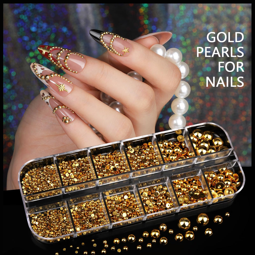 Teenior cristales dorados para uñas, 8 formas para acentos elegantes.