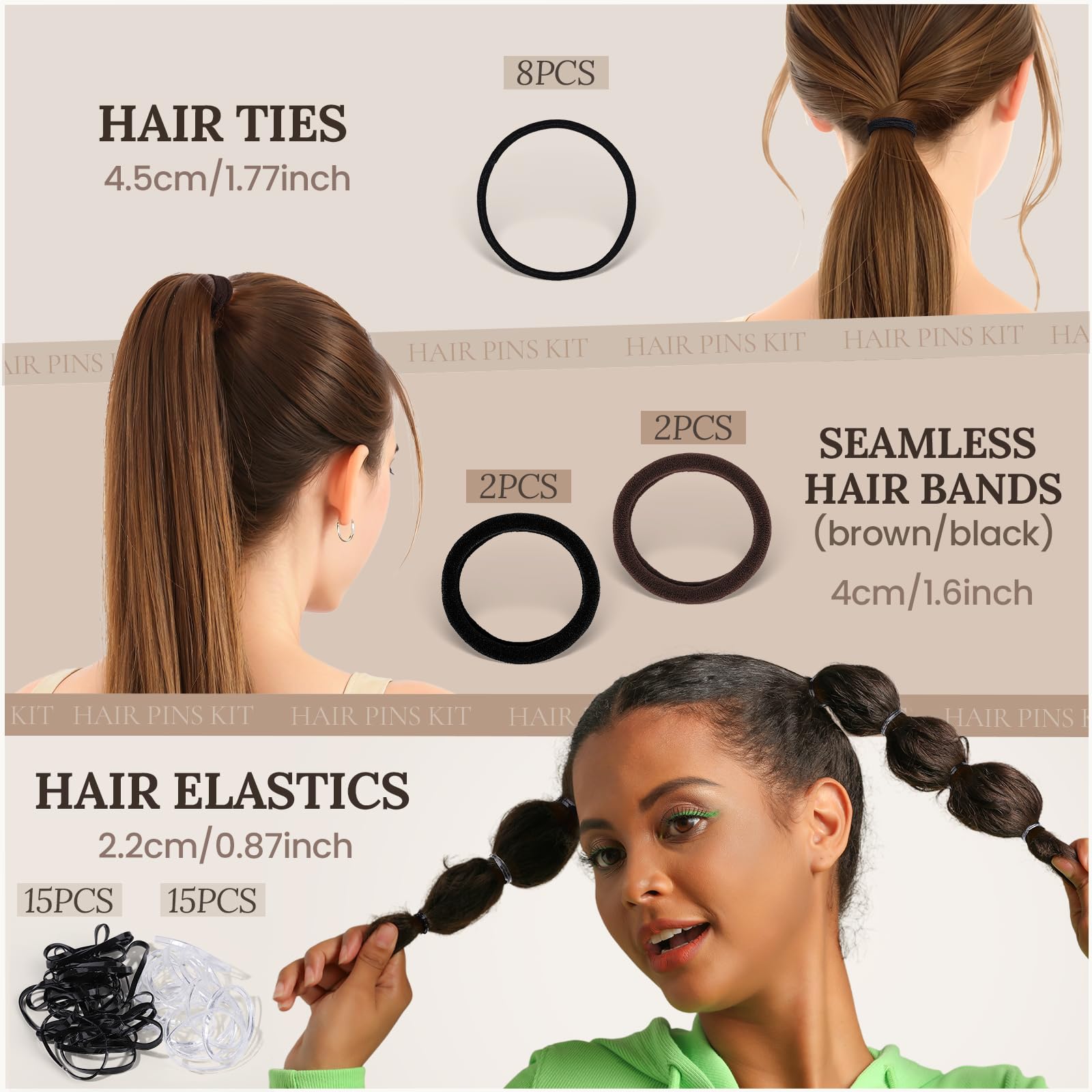 Teenitor 163psc bandas para cabello, colores naturales