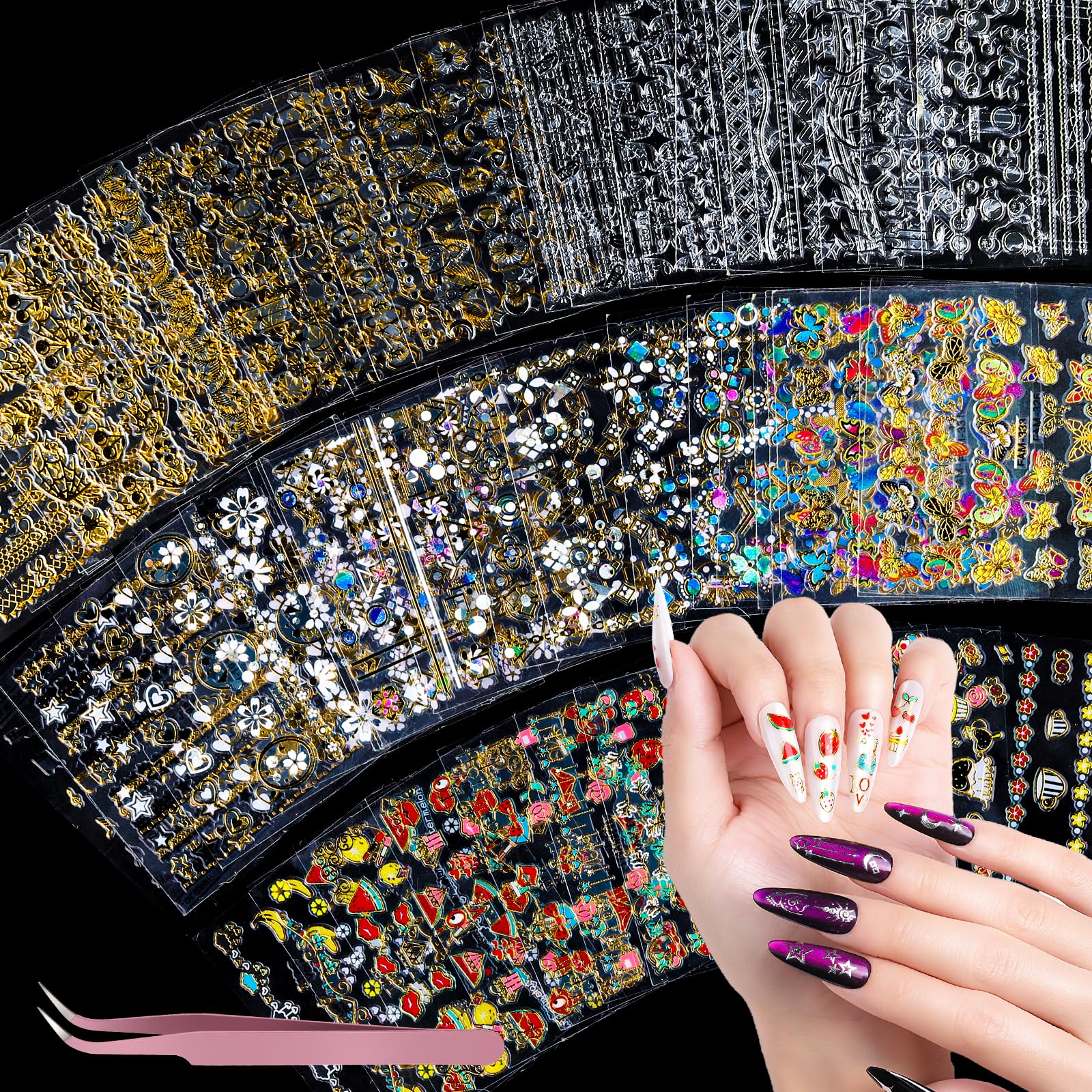 Teenitor nail stickers with butterflies and fruit for quick, kid-friendly nails.