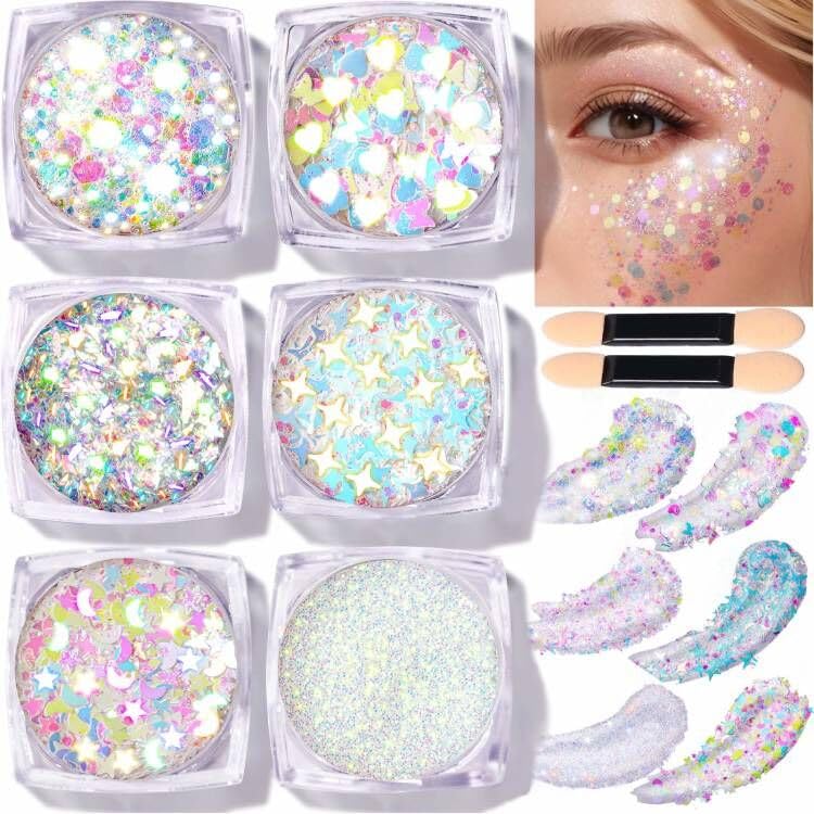 Teenitor 6 shapes body glitter gel for bold festival looks