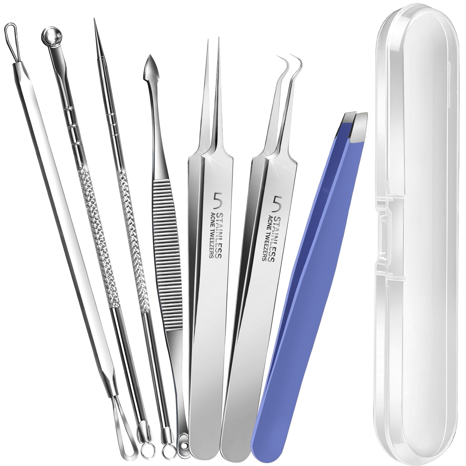 Teenitor 7-pcs pimple popper kit displayed in compact case for easy at-home use.