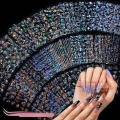 Teenitor Aurora nail stickers with metallic silver sheen for iridescent manicure