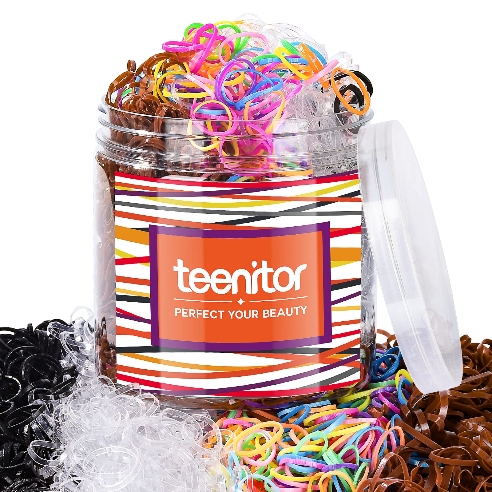 Teenitor bandas elasticas 2000 pzas en colores para peinados diarios.
