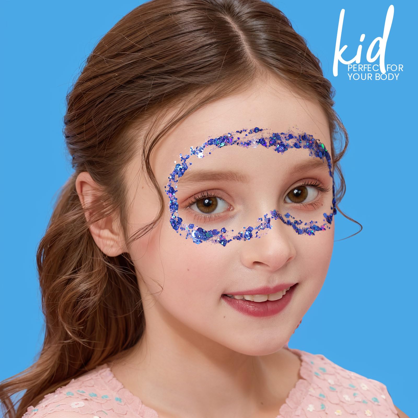 Teenitor blue glitter festival look elevates performance-ready shine.