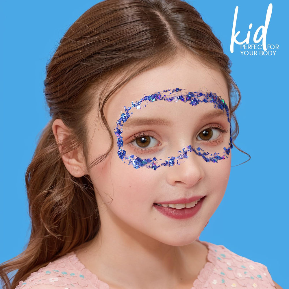 Teenitor blue glitter festival look elevates performance-ready shine.