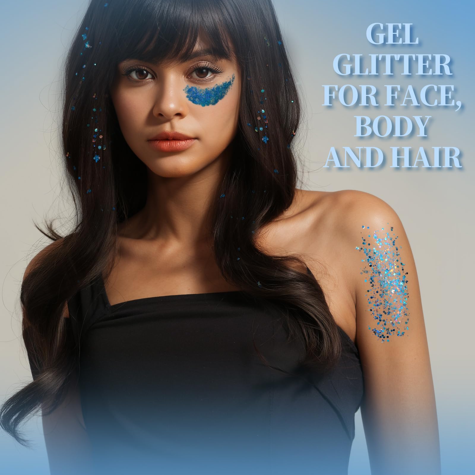 Teenitor blue glitter gel provides long-lasting sparkle for festivals.