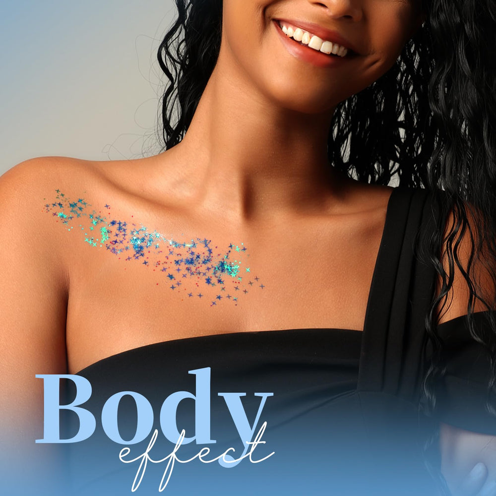 Teenitor blue holographic glitter reflects light to enhance glow.