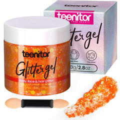 Teenitor orange body glitter gel close-up for vibrant party shimmer
