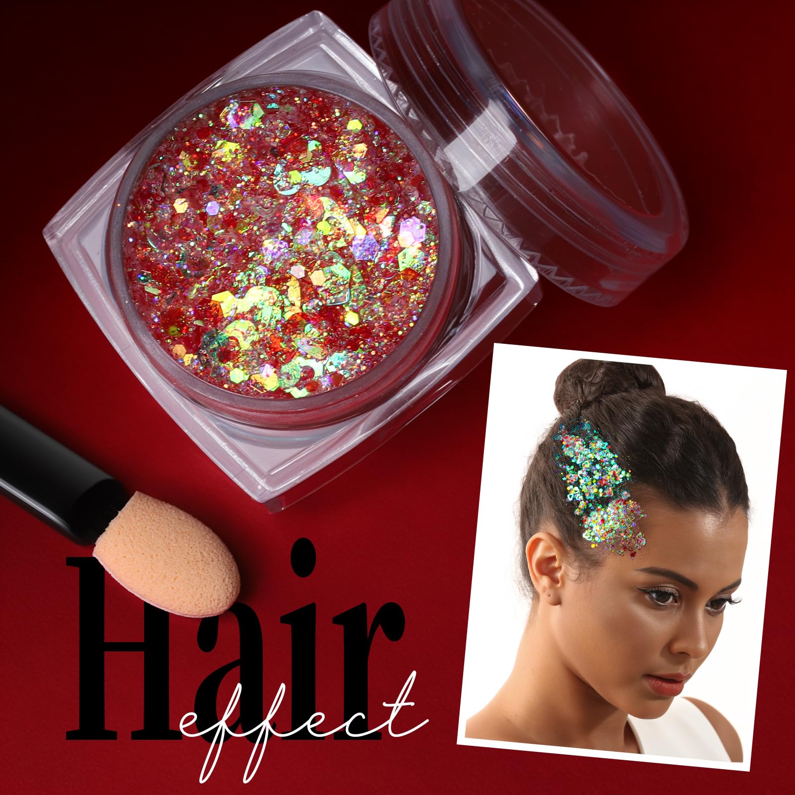 Teenitor red body glitter with butterflies and hearts for playful accents.