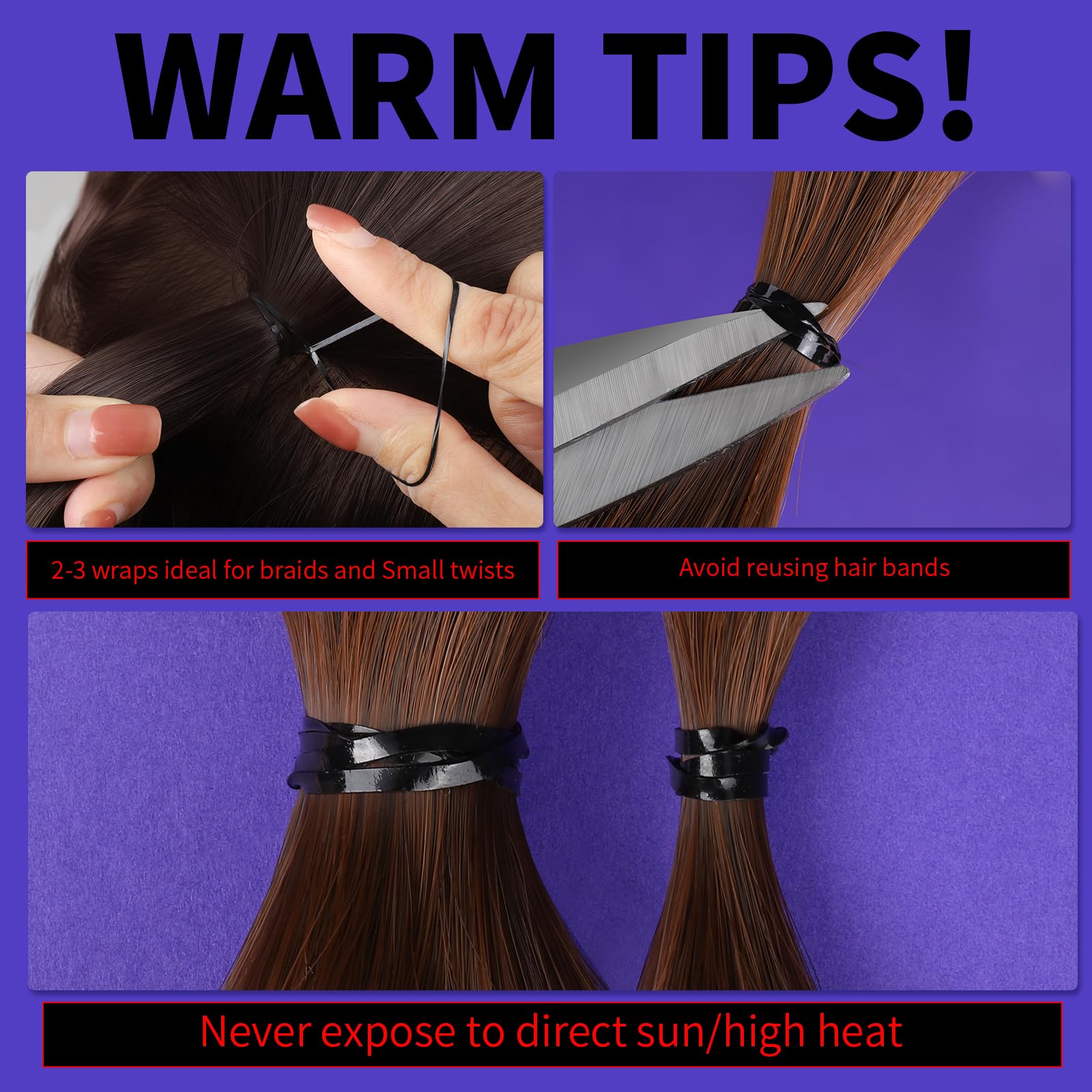 Teenitor braid-hair ties in action for secure two-to-three wraps