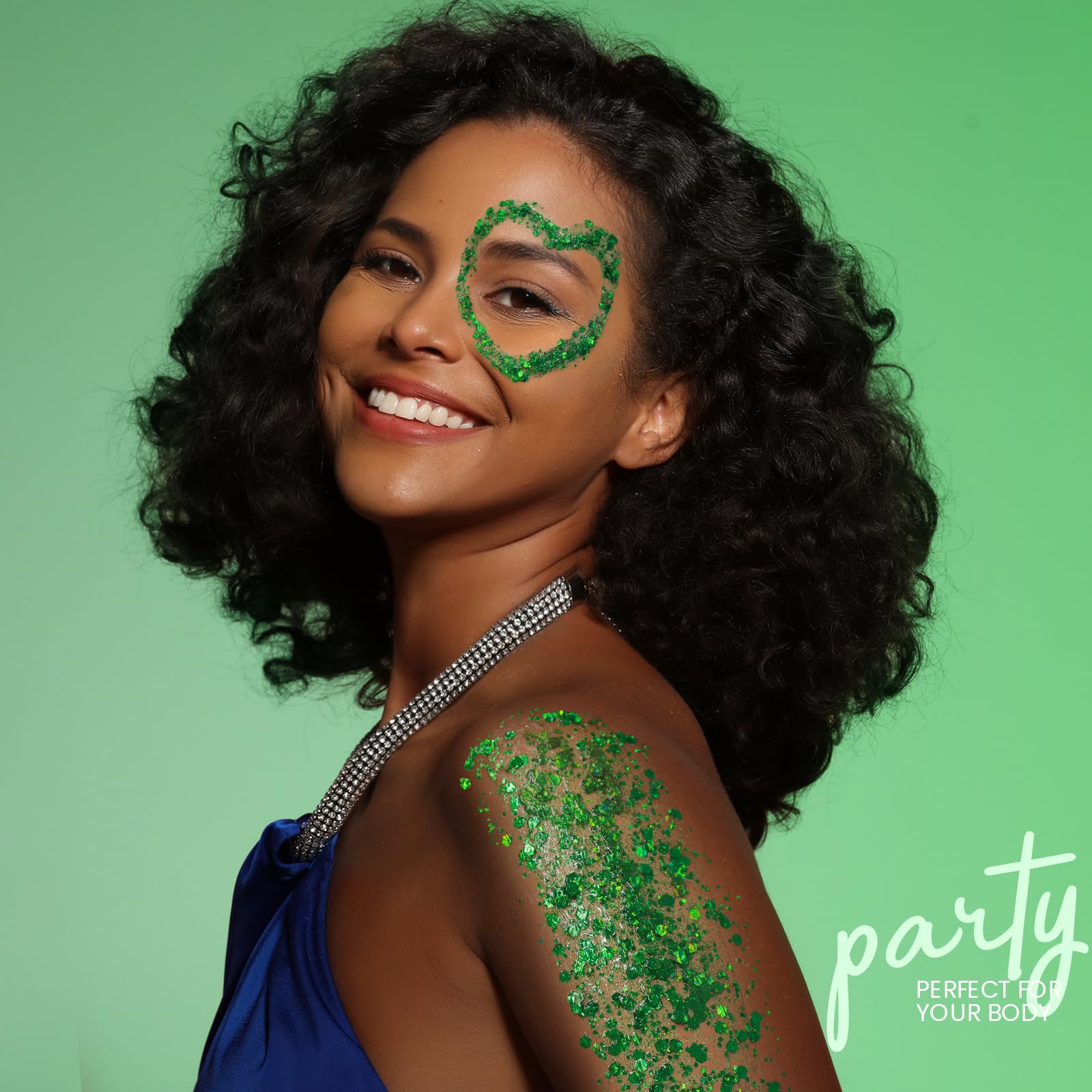 Teenitor brillo verde para festivales y fiestas, looks temáticos