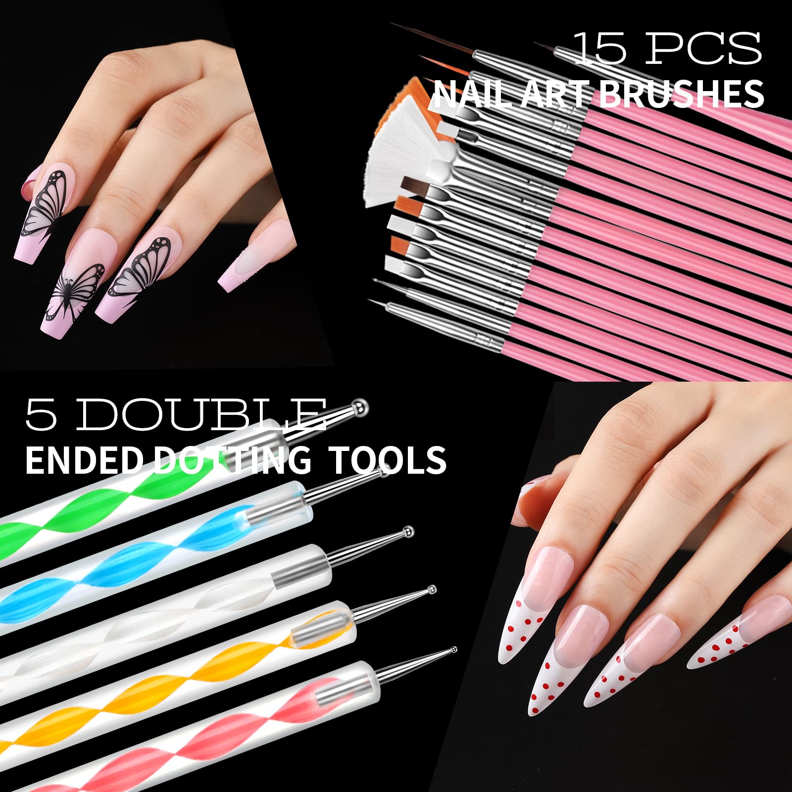 Teenitor brochas uñas rosadas para trazos finos y precisos