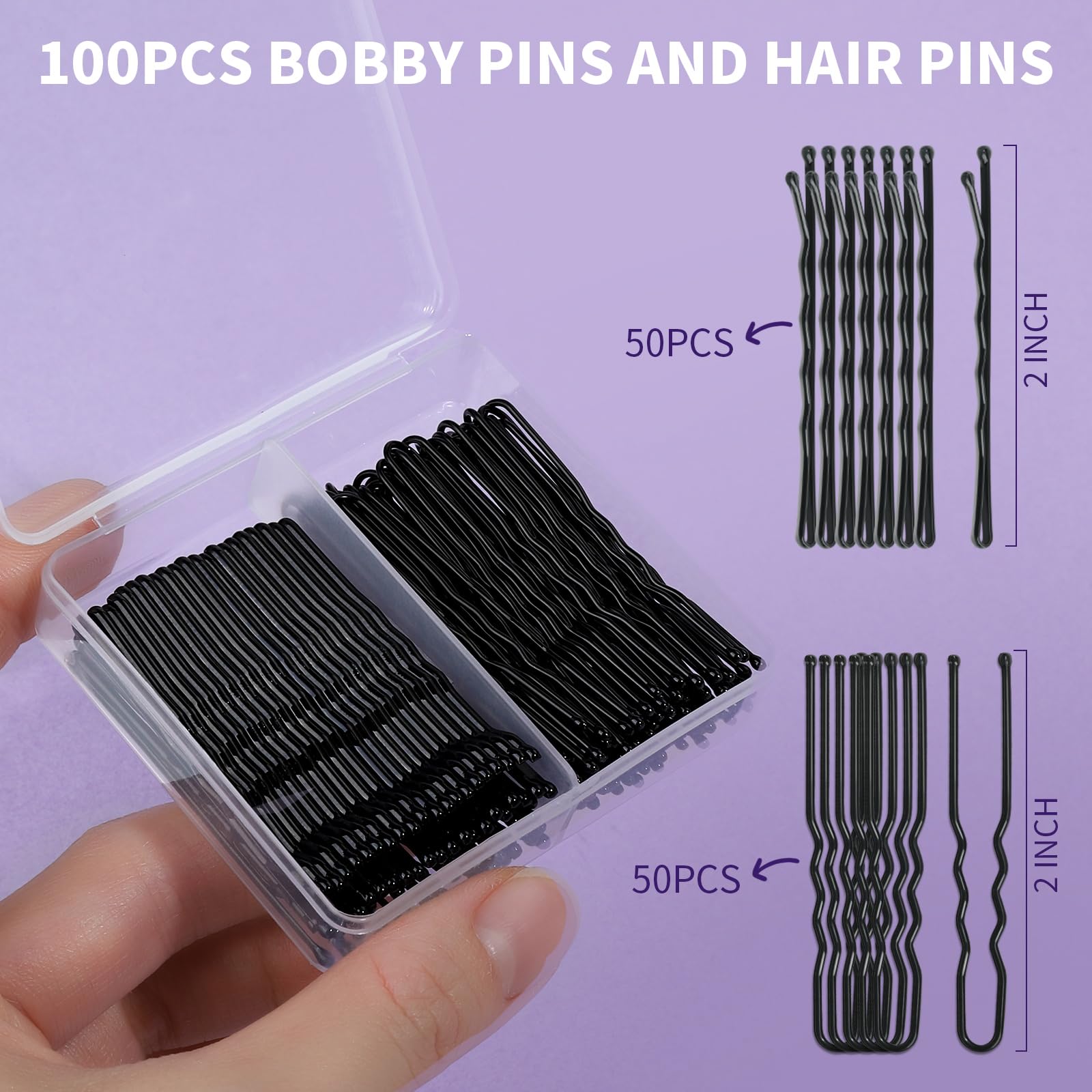 Teenitor bun pins 2in in black for elegant updos