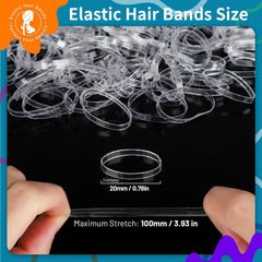 Teenitor clear hair elastics closeup showing soft, gentle material for comfortable wear.