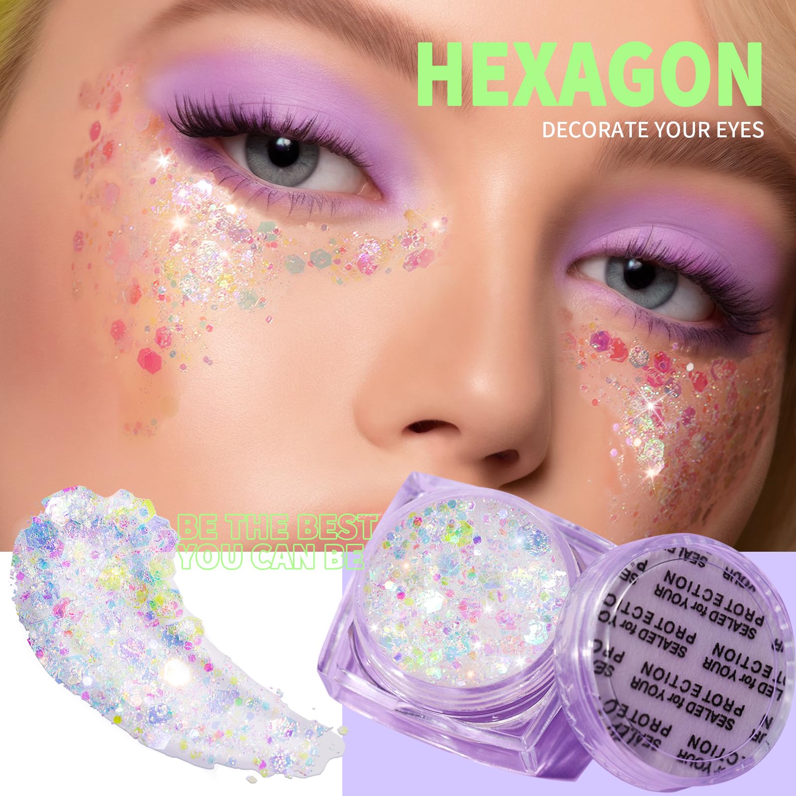 Teenitor clear white body glitter gel shimmers in bright light for radiant skin accents