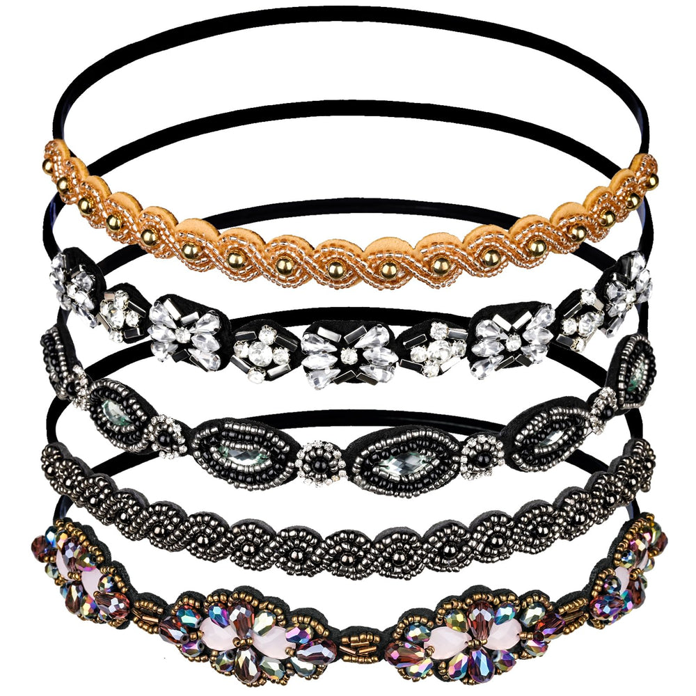 Teenitor diadema elástica con cuentas y cristales para un look glam diario.