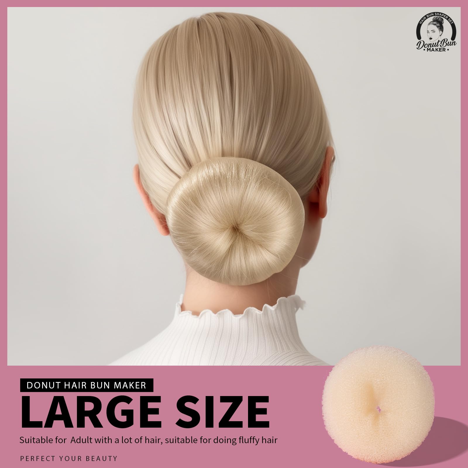 Teenitor donut bun maker L for sleek large bun styles.