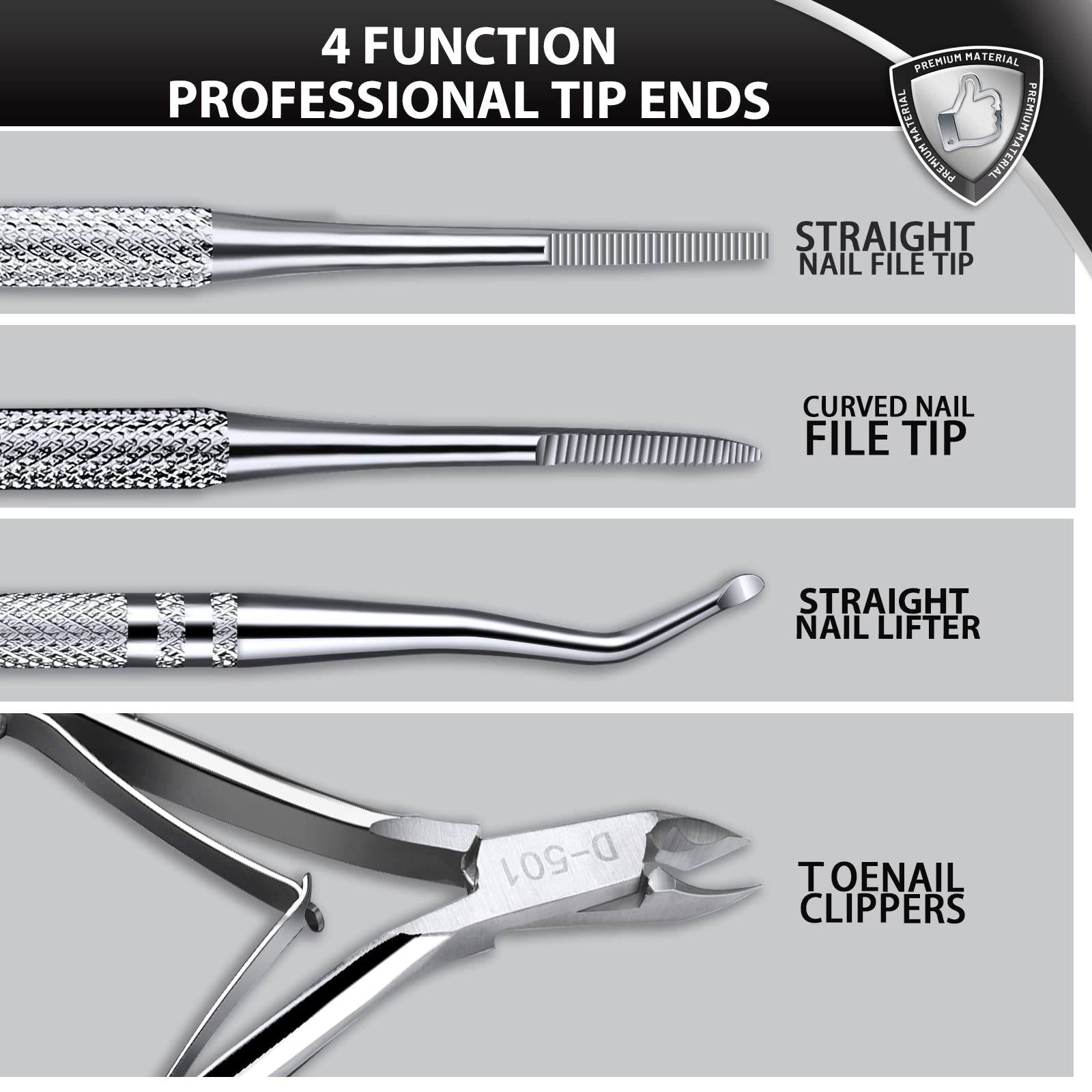 Teenitor double-ended toenail file for ingrown corners