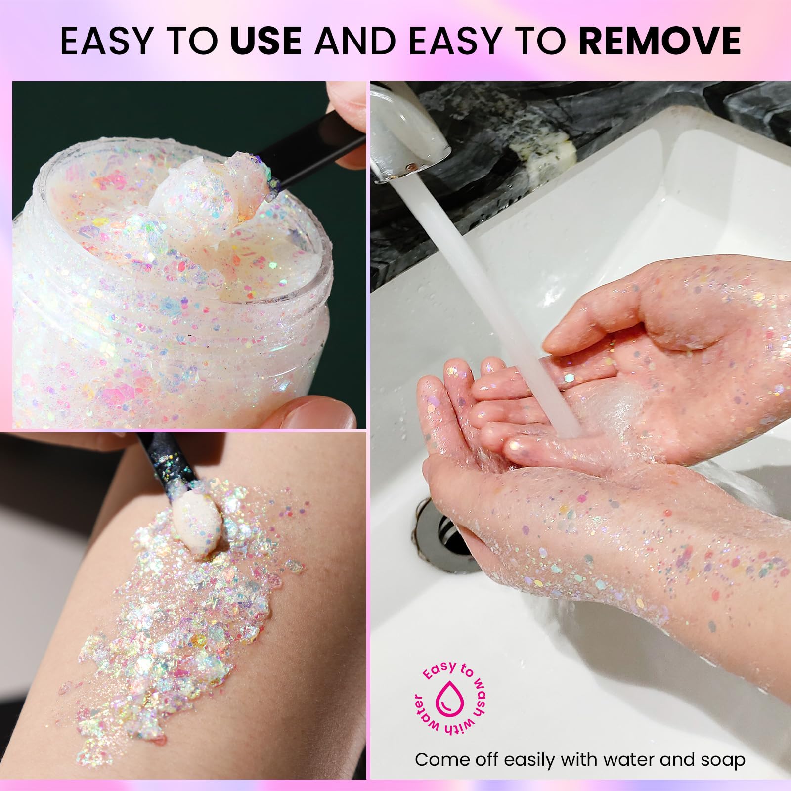 Teenitor easy removal glitter makeup remover friendly cleanup after wear.