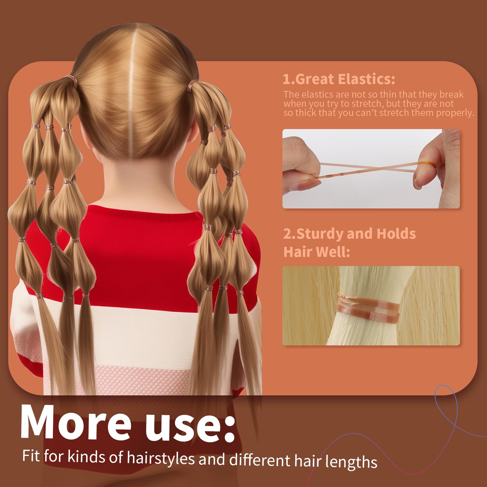 Teenitor 2000-pack light brown hair bands, great value for families.