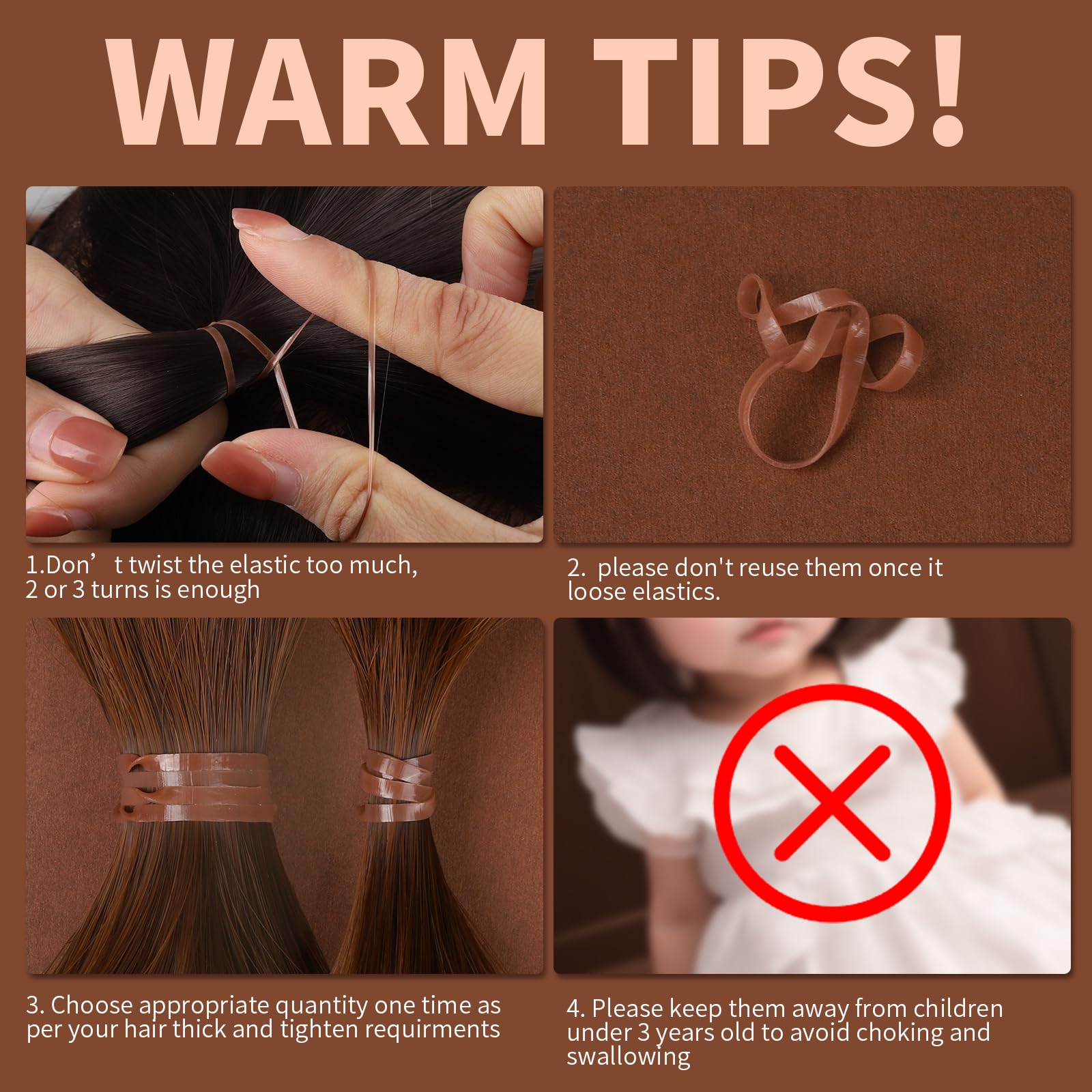 Teenitor light-brown hair ties suitable for curly or straight hair.