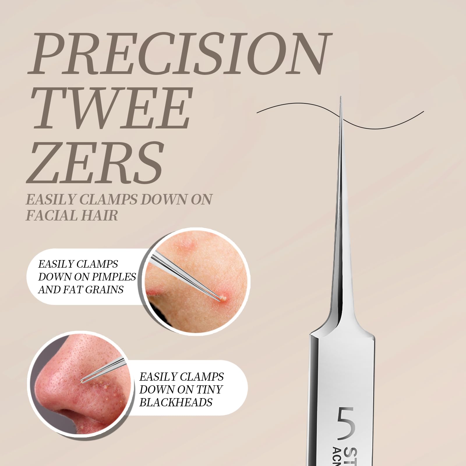 Teenitor ergonomic pimple popper with non-slip grip for precise targeting on the face.
