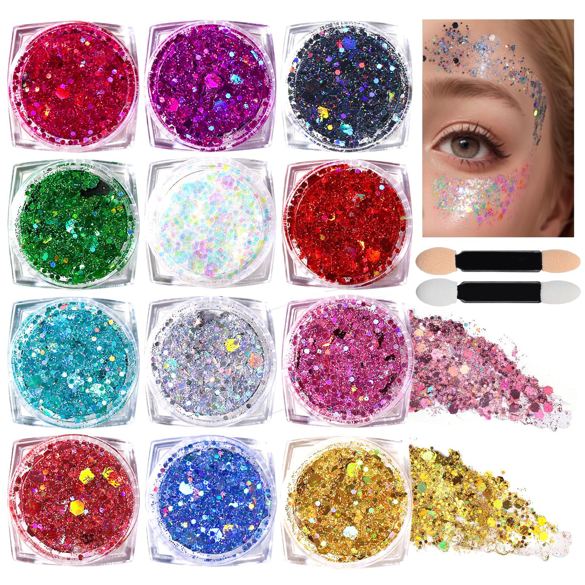 Teenitor Face Glitter Gel provides long-lasting sparkle for vibrant festival looks.