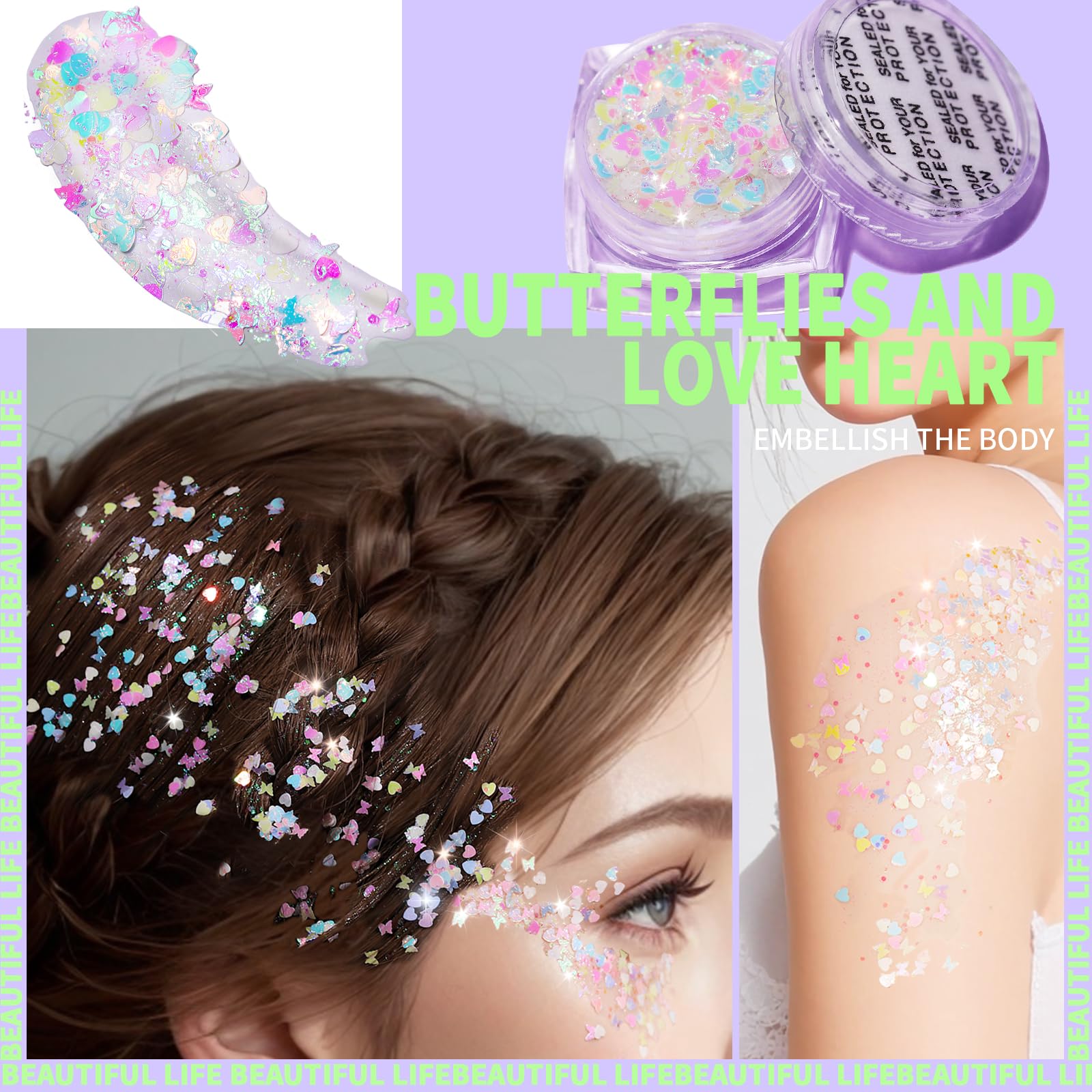 Teenitor festival glitter gel with six shapes for versatile looks