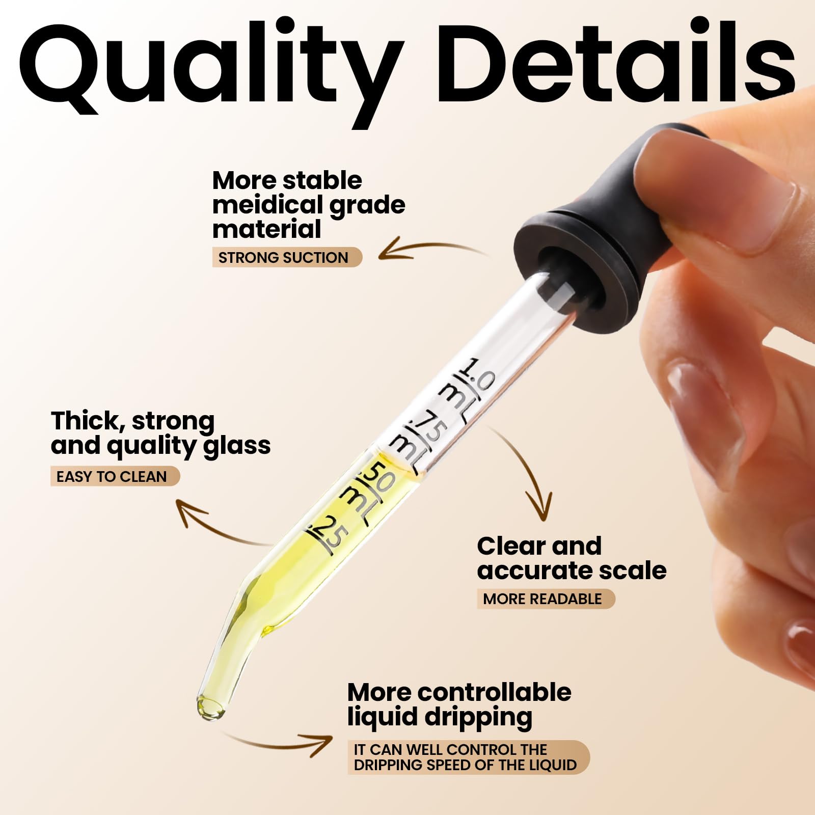 Teenitor glass dropper with bent tip for easy bottle access