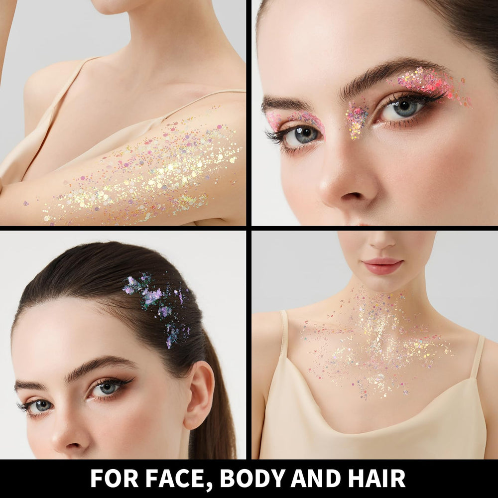 Teenitor glow glitter gel on hair strands for neon styles.