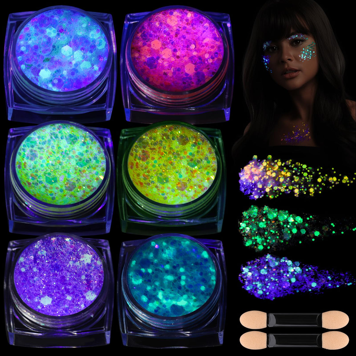 Teenitor glow glitter gel packaging shown for easy party prep and portability.